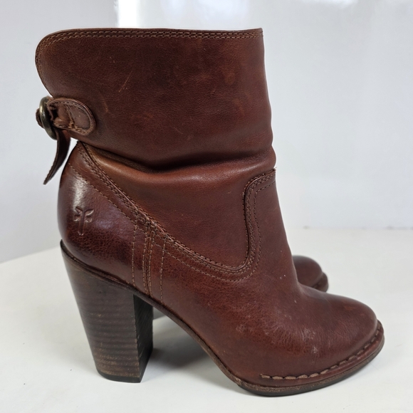 FRYE Lucinda Brown Leather Ankle Booties - Picture 3 of 12